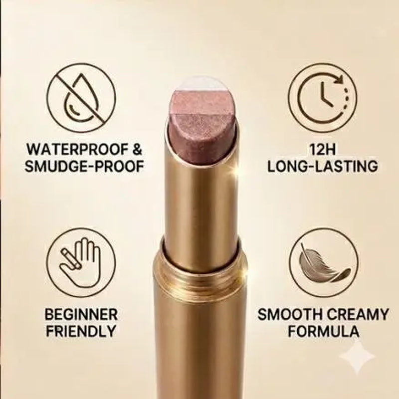 Buy 1 Get 3 Free --3 Color Eyeshadow Stick,New Long Lasting & Waterproof Creamy Eye Shadow,Portable Glitter Shadow for Women,Smudge-Proof Long Lasting,Shimmer Shadow for Day and Night (Fine Shimmer Brownish Orange)