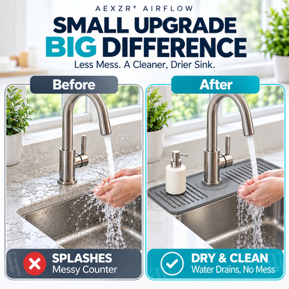 AEXZR® AirFlow Self‑Sanitizing Super‑Hydrophobic Faucet Splash & Drain Mat