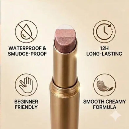 Buy 1 Get 3 Free --3 Color Eyeshadow Stick，New Long Lasting & Waterproof Creamy Eye Shadow，Portable Glitter Shadow for Women，Smudge-Proof Long Lasting，Shimmer Shadow for Day and Night (Fine Shimmer Brownish Orange)