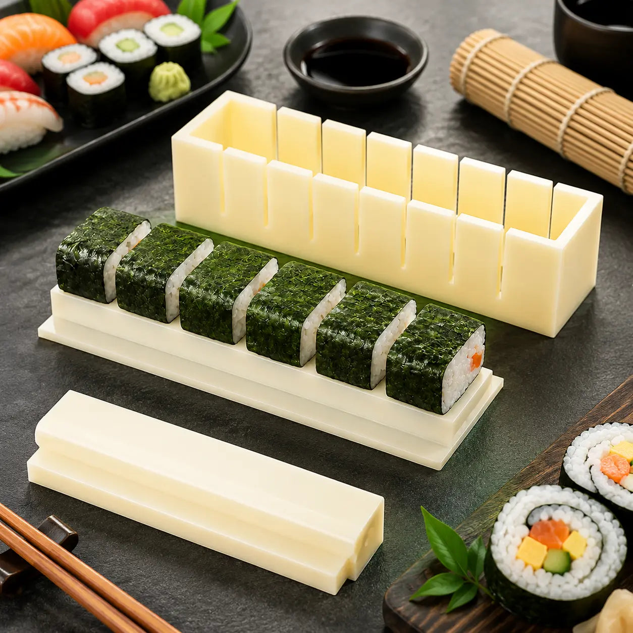 Sushi Mold Household Sushi Tool Set with Seaweed Rice Roll Maker and Nori Complete Kit for Easy Home Cooking