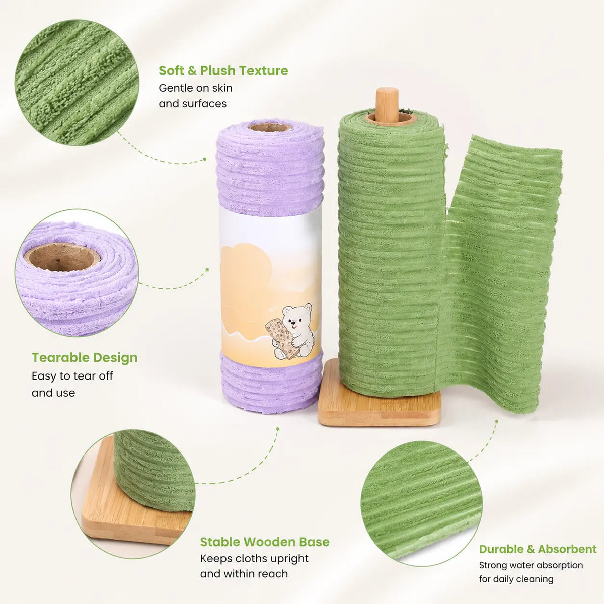 🧼 No More Smelly Rags! 1 roll / 20 sheets Tearable Microfiber Cleaning Rolls (🔥50% OFF Today)