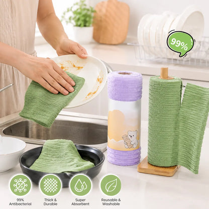 🧼 No More Smelly Rags! 1 roll / 20 sheets Tearable Microfiber Cleaning Rolls (🔥50% OFF Today)