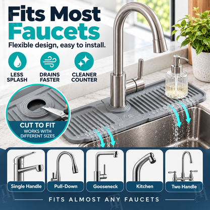 AEXZR® AirFlow Self‑Sanitizing Super‑Hydrophobic Faucet Splash & Drain Mat