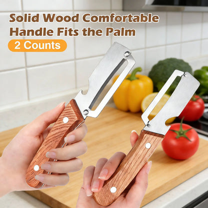 ZAVELY™ 4-in-1 Wooden Vegetable Peeler & Bottle Opener