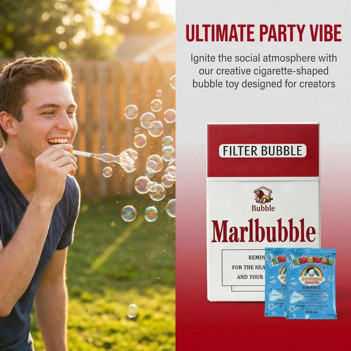 Summervibes Bubble Cigarette Stress Relief Toy Fake Cigarette Mini Bubble Blower Bubble Sticks Relaxation Birthday Christmas Party Gift for Men Women