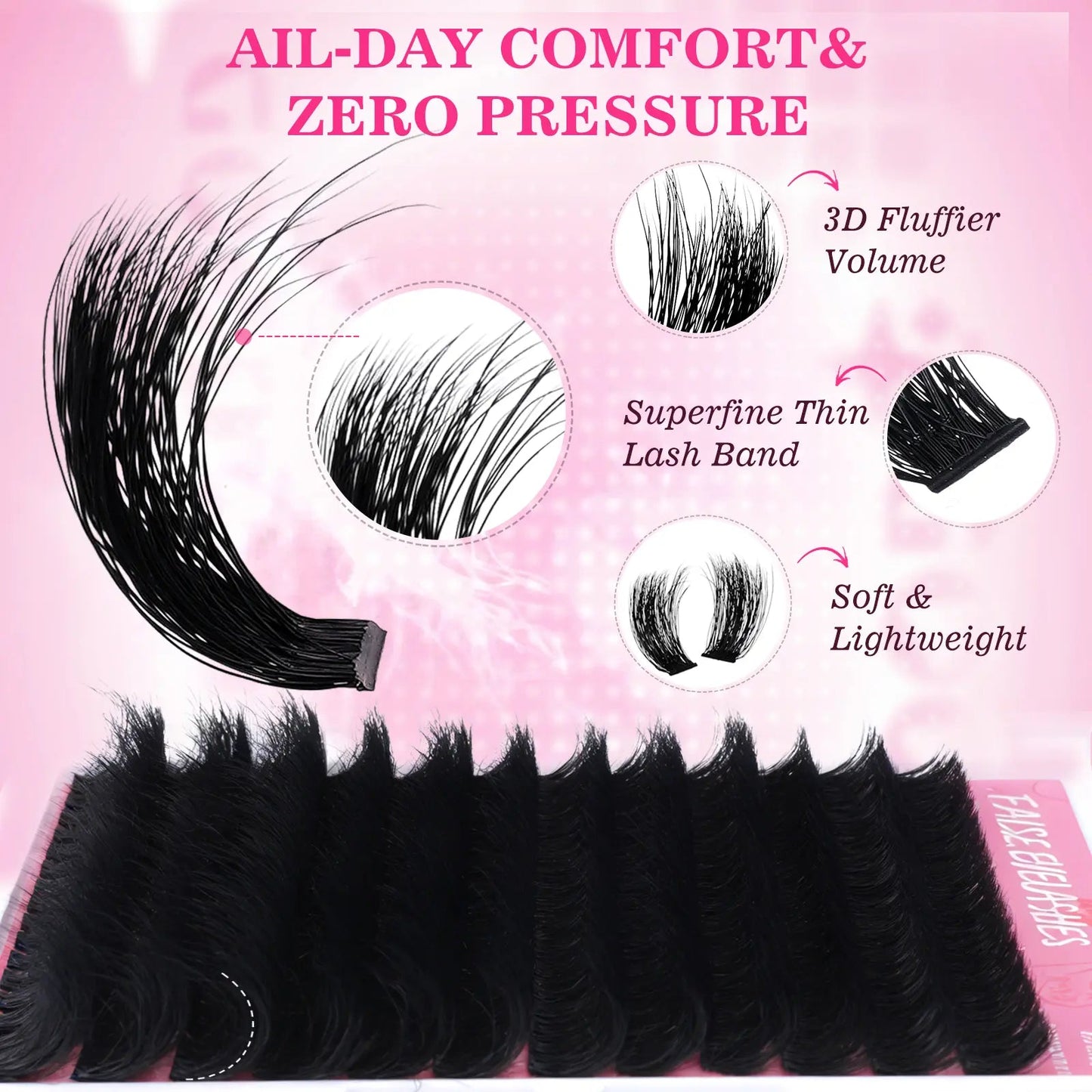 Fluffy Lash Clusters Thick 280D Volume Eyelash Clusters 12-25Mm Wispy Individual Lashes D Curly Cluster Eyelash Extensions DIY Lash Extension for Beginners