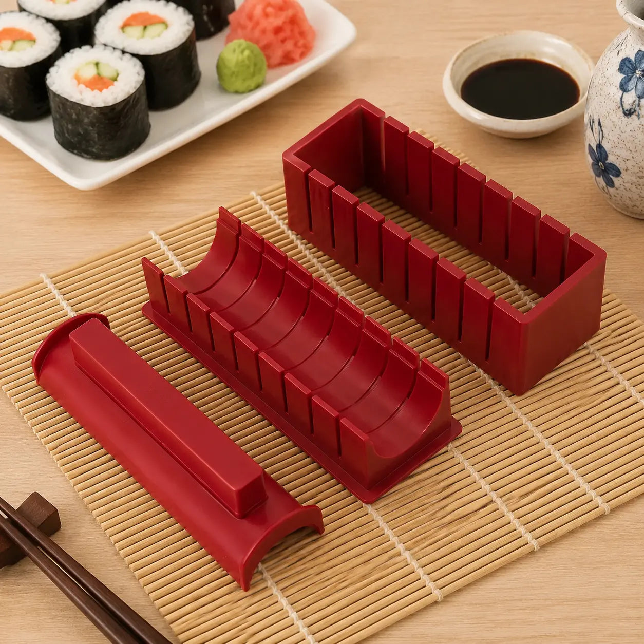 Sushi Mold Household Sushi Tool Set with Seaweed Rice Roll Maker and Nori Complete Kit for Easy Home Cooking