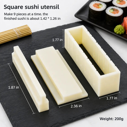 Sushi Mold Household Sushi Tool Set with Seaweed Rice Roll Maker and Nori Complete Kit for Easy Home Cooking