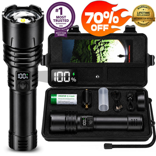 🔦2026 New Tactical Survival Flashlight｜2M+ Sold, 80X Brightness, 120H Runtime, Military‑Grade COB LED🏆